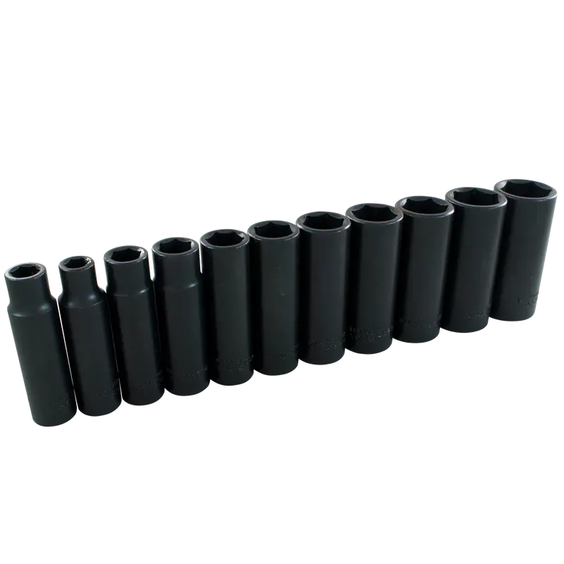 11-Piece 1/2" Drive 6-Point Deep Sae Impact Socket Set 1