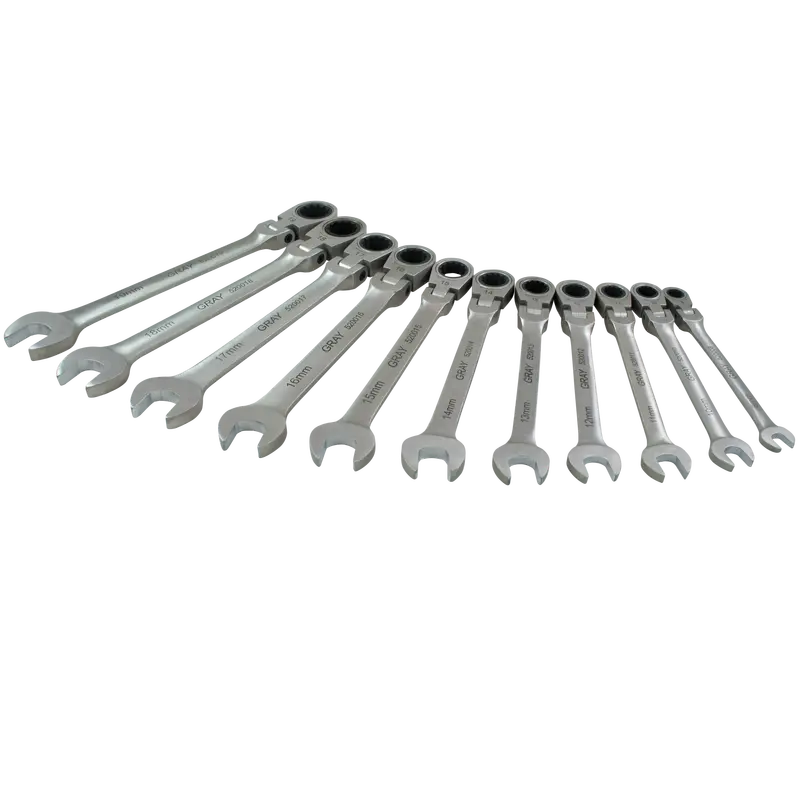 11-Piece Metric Flex-Head Ratcheting Wrench Set With Multi-Gear Mechanism 1
