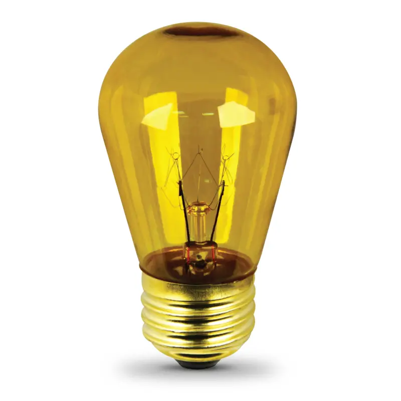 11W Amber S14 Vintage-Style Sign Bulb – E26 Base, Exposed Filament 1