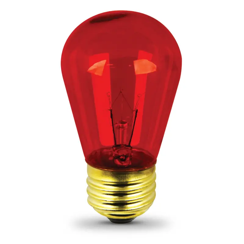 11W Red S14 Incandescent Sign Bulb – Exposed Filament, E26-Compatible 1