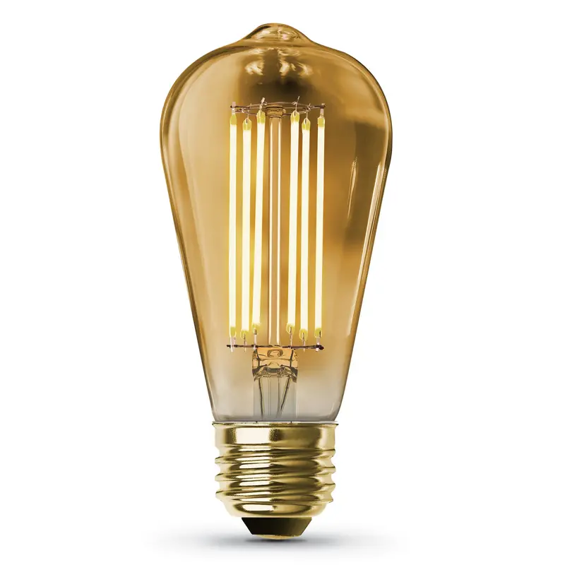 12W St19 Amber-Glass Vintage Edison Led Bulb – 100W Equivalent, Dimmable, 2700K Warm White (4-Pack) 1