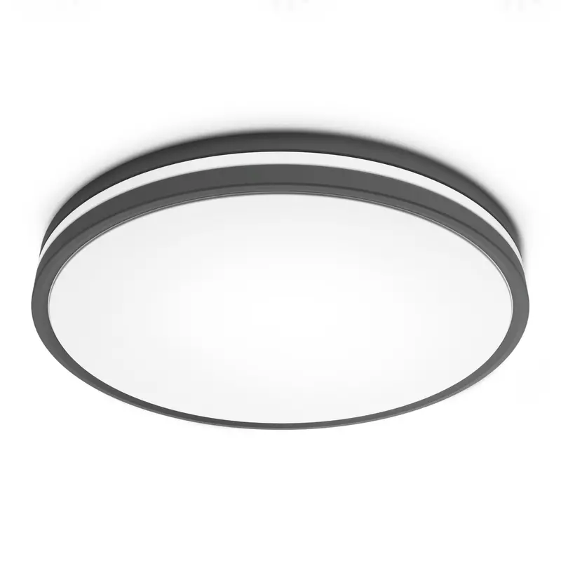14-Inch Dual-Band Led Flush Mount – Dimmable Adjustable White, Matte Black Finish 1