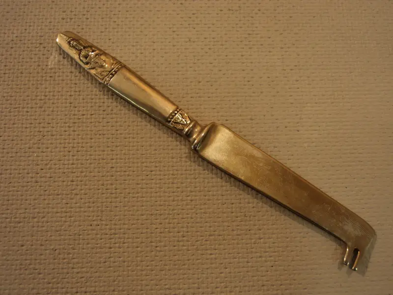 1960S Thai Brass Olive Pick – Handcrafted Buddha-Style Flatware, 6.375" – Vintage Bar Accessory 1
