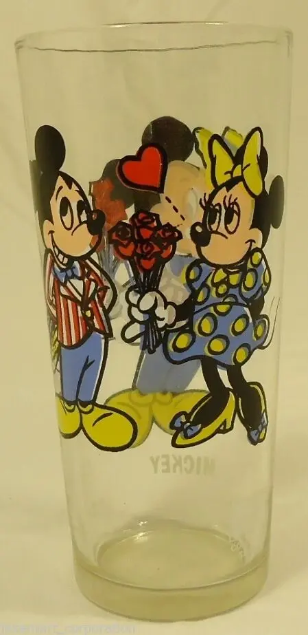 1978 Pepsi Disney Collectible Glass – Mickey & Minnie Highball, 6.5″ Tall, Pre-Owned 1