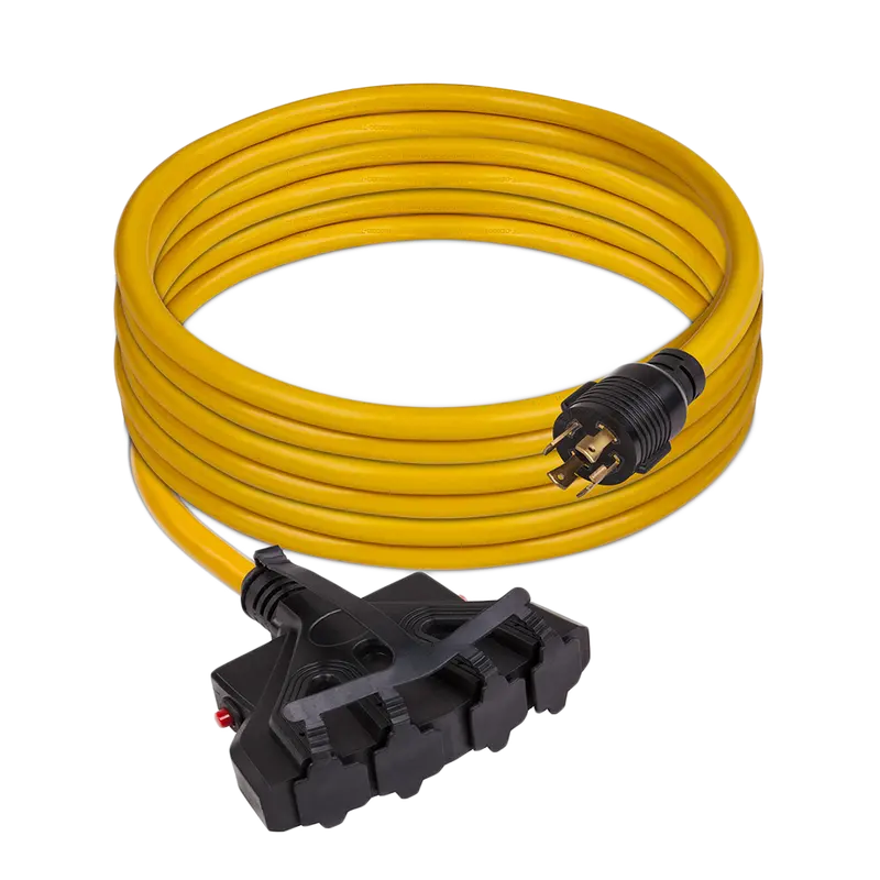 25-Foot Heavy-Duty L14-30P To Four 5-20R Power Cord With Storage Strap 1