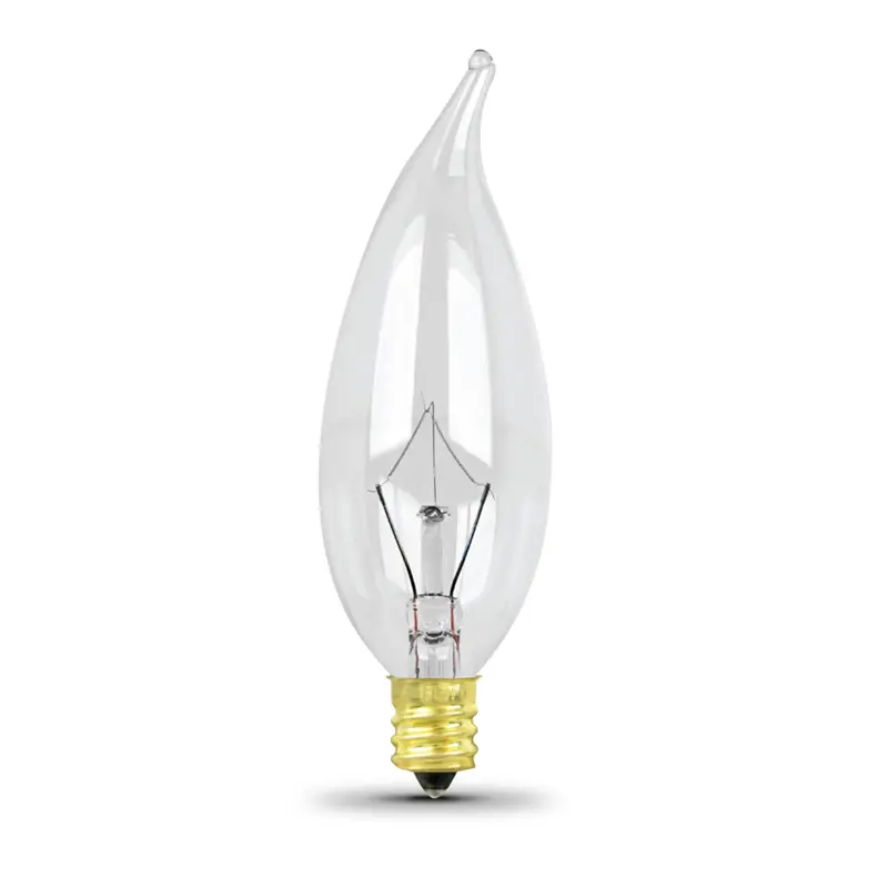 25W Ca10 Flame Tip Incandescent Bulb – 2300K Amber Glow, E12 Candelabra Base 1