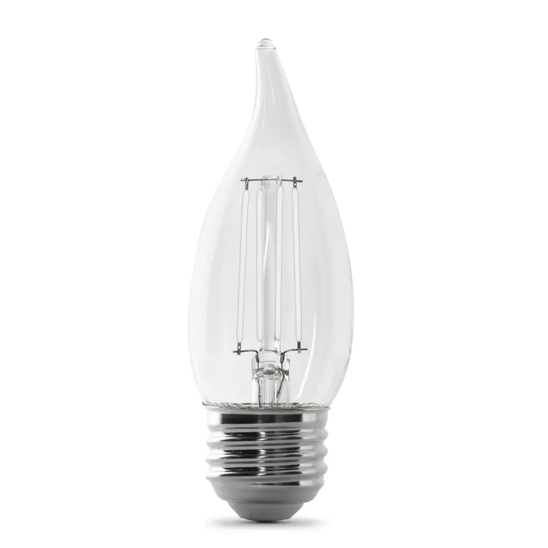 3.3W Ba10 Flame Tip Led Filament Bulb, 5000K Daylight, E26 Base – 2-Pack 1