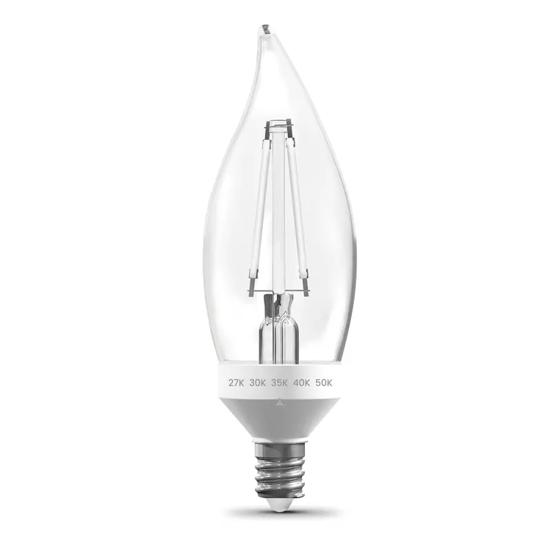 3.3W E12 Flame-Tip Led Bulb – Dimmable Adjustable White Filament (2-Pack) 1
