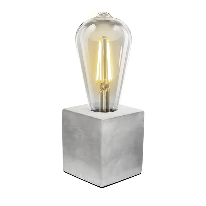3.5-Inch Industrial-Style Cube Table Lamp Base With 5.5W Clear St19 Vintage Led Bulb 1
