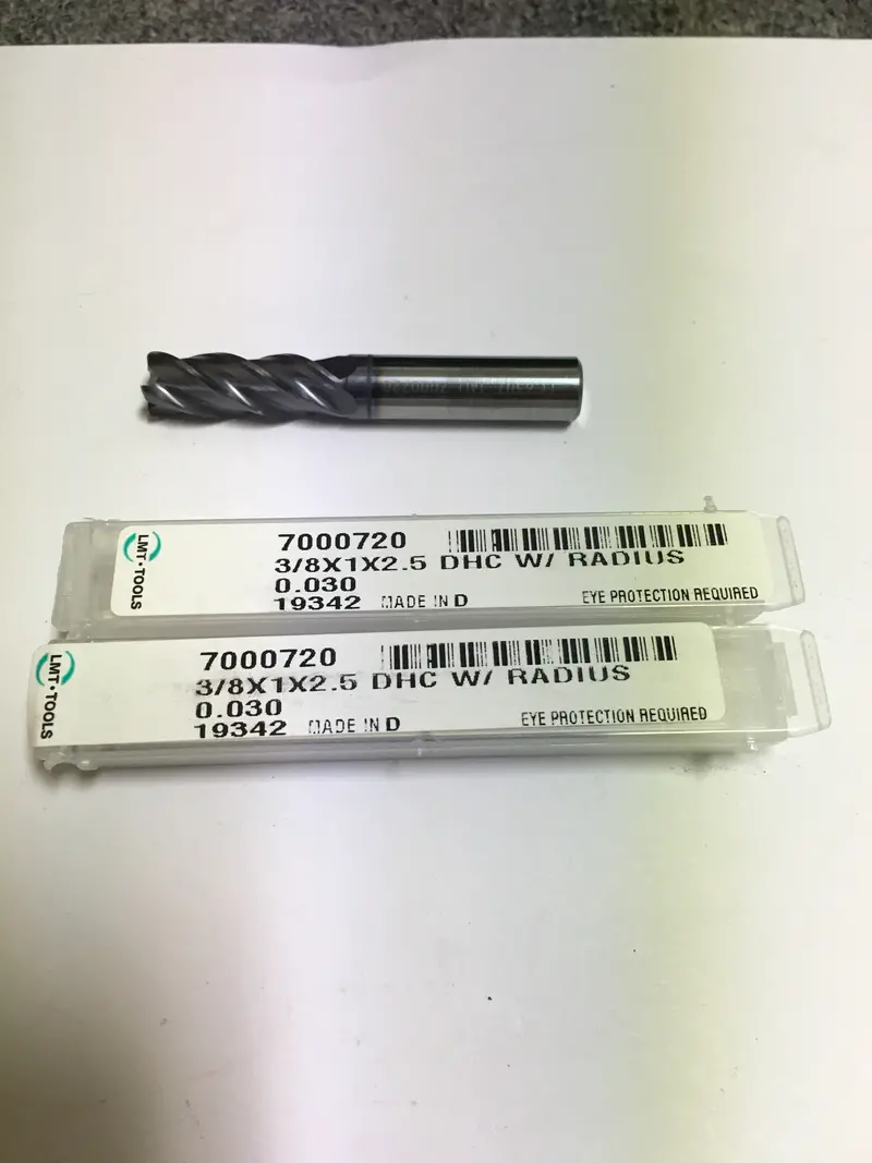 3/8" Square Carbide Insert – 1" Length, Four-Flute, R0.3 Corner Radius, Lc630T Grade, Part #19342 1