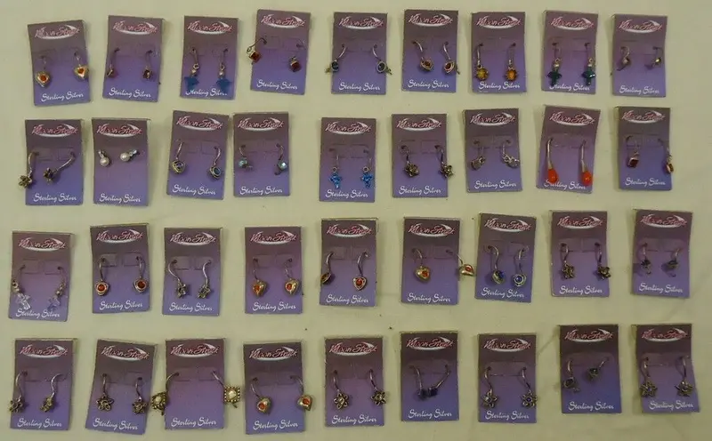 36-Piece Sterling Silver Hook Earring Assortment – Rhinestone Hearts, Stars, Crosses, And Flowers 1