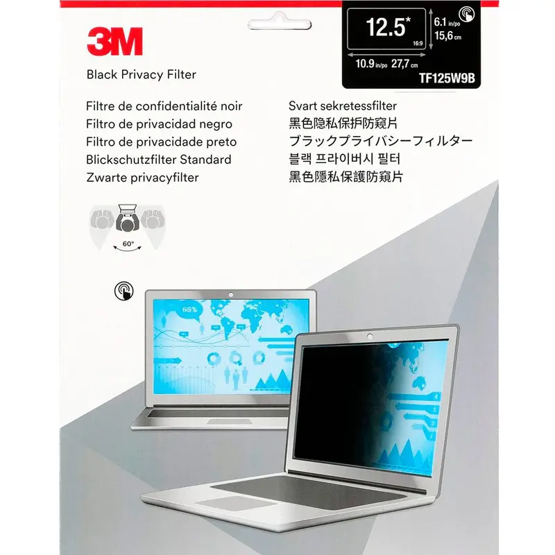 3M 12.5-Inch Widescreen Laptop Privacy Filter – 3M Comply Flip Adhesive, 16:9 Format (277 X 156 Mm) 1