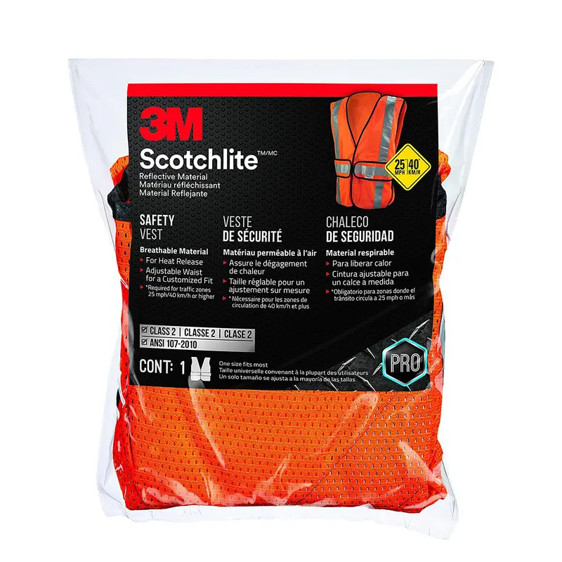 3M Class 2 Reflective Safety Vest – Orange Medium With Scotchlite Material 1