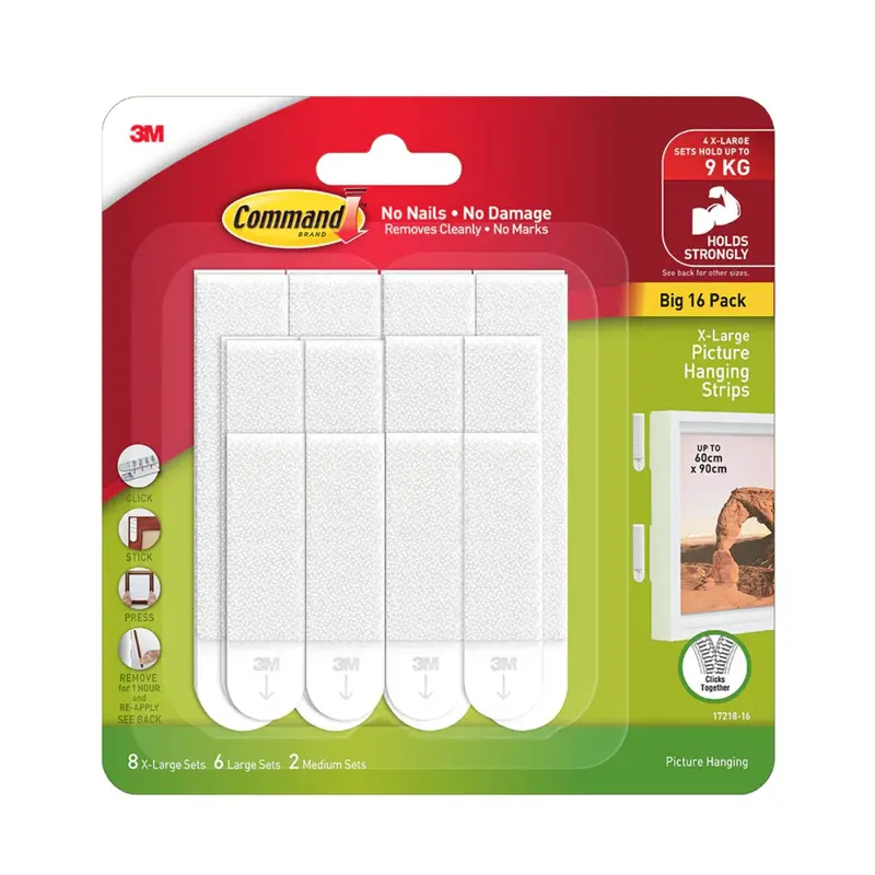 3M Command Picture Hanging Strips – White Mixed-Pack Kit (16 Pairs, Model 17218-16Es) 1