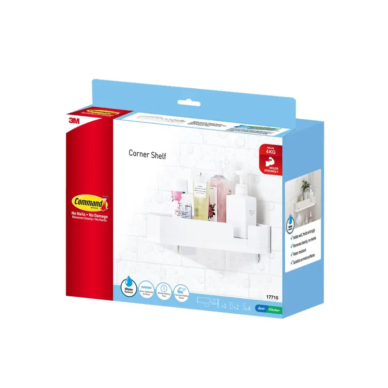 3M Command White Corner Shelf – Space-Efficient Bathroom Or Kitchen Mount 1