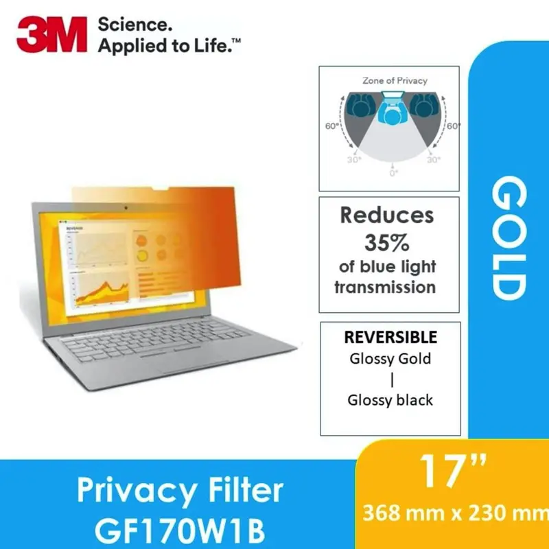 3M Gf170W1B Gold-Edged Widescreen Privacy Filter – 230.2 × 367.6 Mm – Model 8882 1