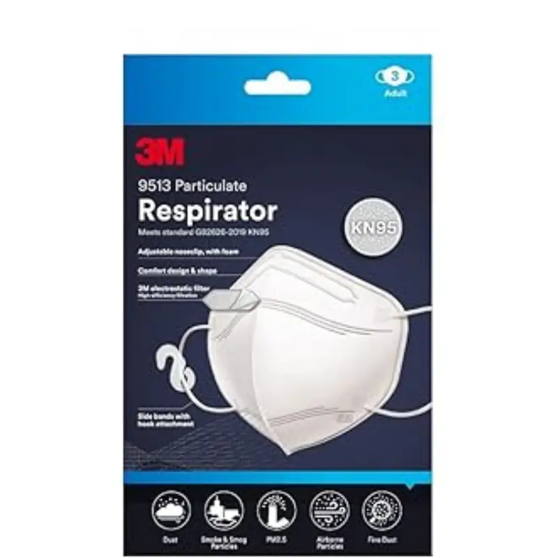 3M Kn95 Disposable Respirator – 4-Layer White Particulate Mask (3-Pack × 5 Bundles) 1