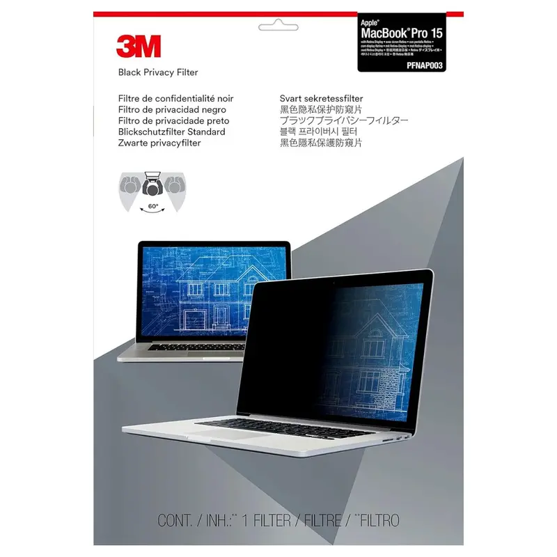 3M Macbook Pro 15" (2012–2015) Privacy Filter – Classic Model Compatibility (353 × 230 Mm) 1