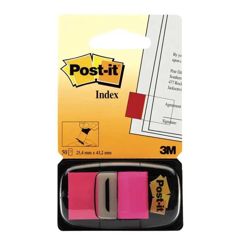 3M Post-It Bright Pink Flag Refill – Model 680-21, 1 In × 1.7 In, 50 Sheets 1