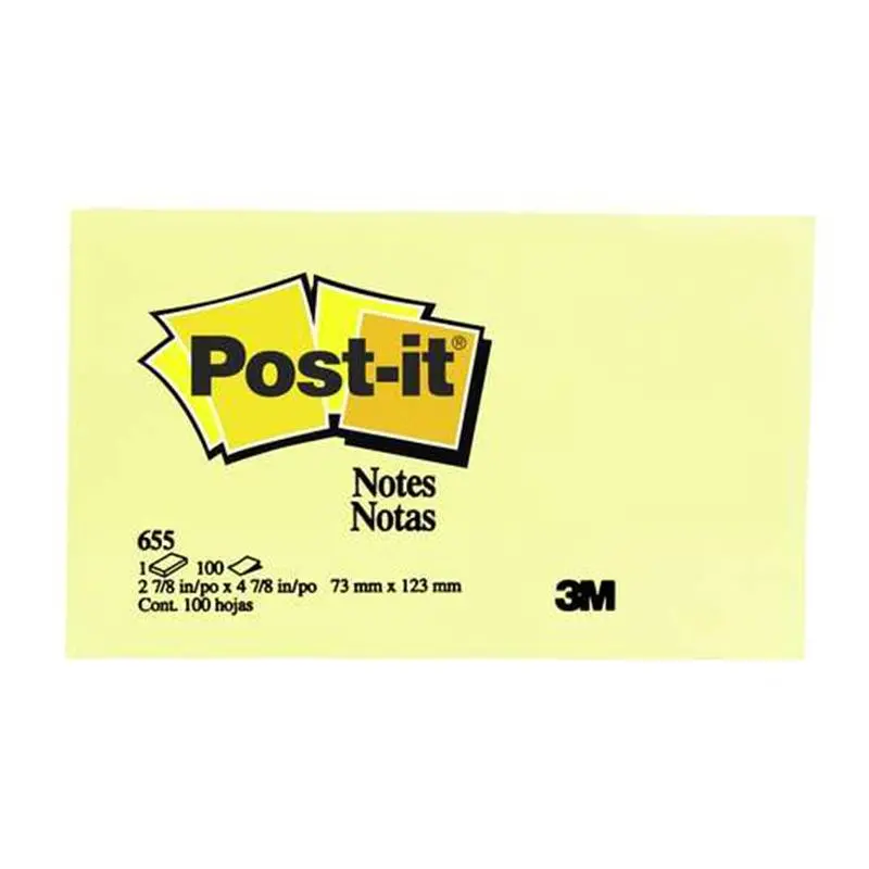 3M Post-It Canary Yellow Medium Notes – 3" X 5", 100 Sheets Per Pad 1