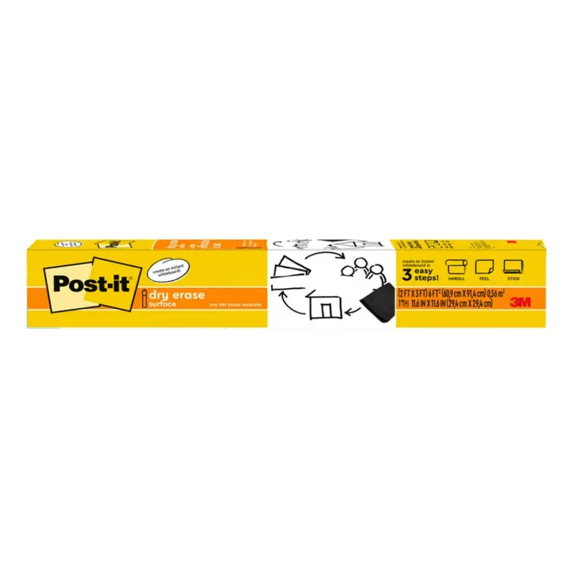 3M Post-It Dry-Erase Surface Roll – 24" X 36" Reusable Whiteboard Sheet 1