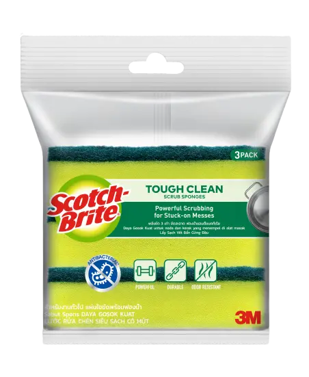 3M Scotch-Brite 2-In-1 Antibacterial Scrub Sponge Pack (3 Count) 1