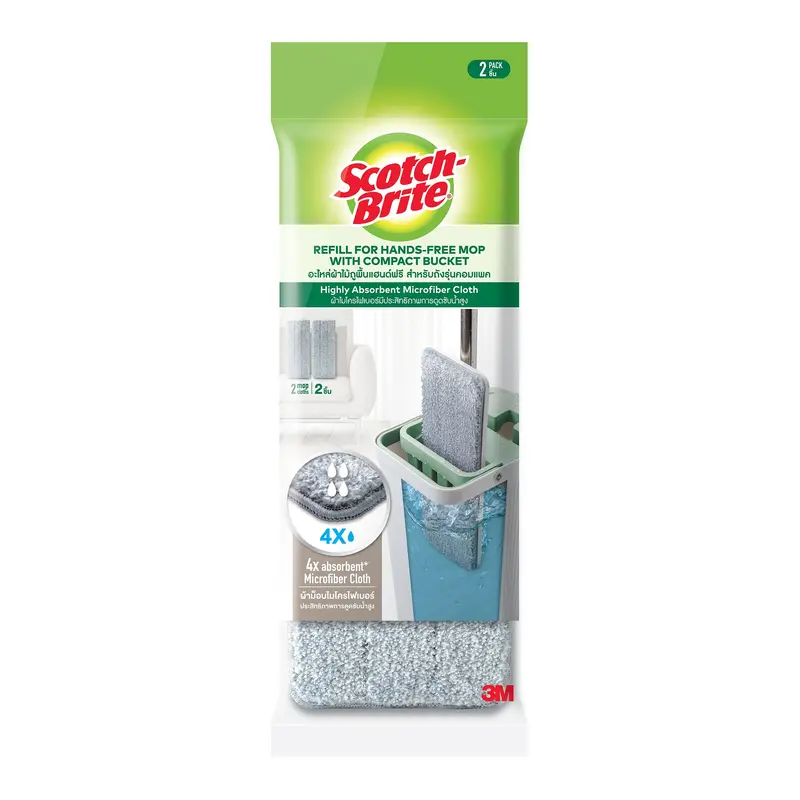 3M Scotch-Brite Compact Hands-Free Flat Mop Refill Pads 1