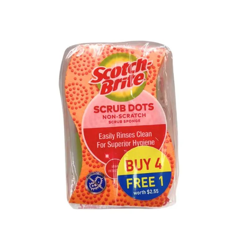3M Scotch-Brite Non-Scratch Scrub Dots Sponges – 4-Pack + 1 Bonus Sponge Bundle 1
