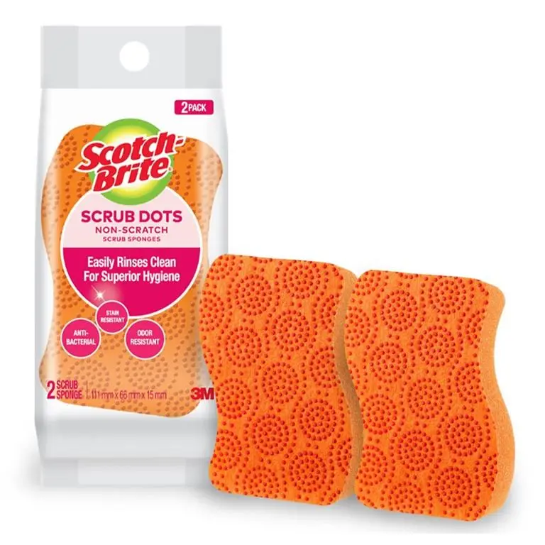 3M Scotch-Brite Scrub Dots Non-Scratch Cleaning Pads (Orange, 2-Pack) 1