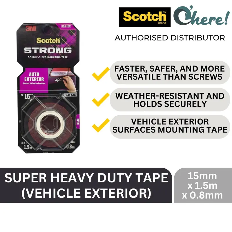 3M Scotch Exterior Auto Tape – 15 Mm × 1.5 M Grey Roll, Weather-Resistant For Vehicles 1