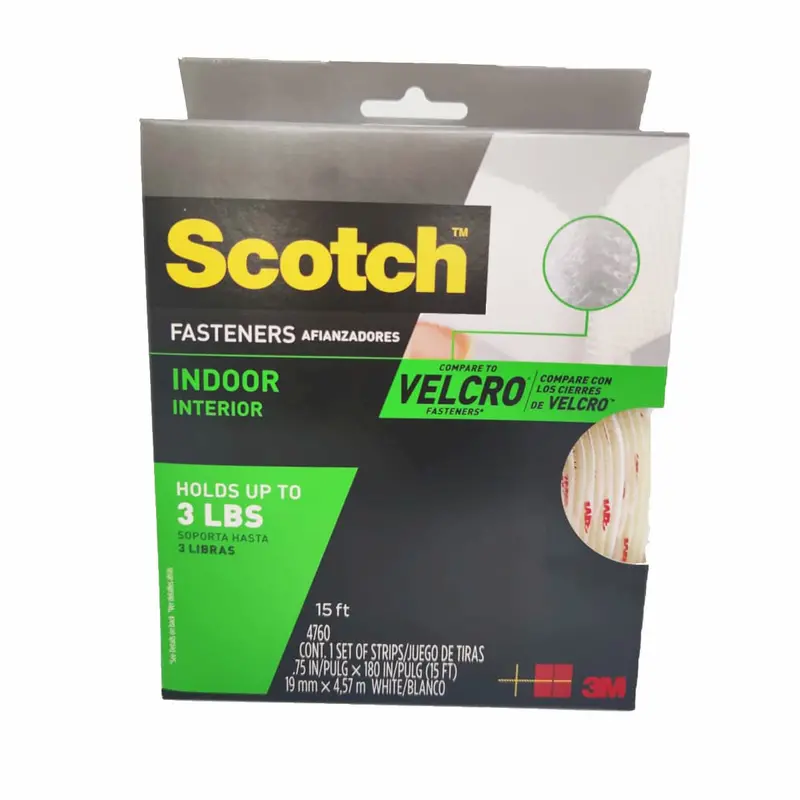 3M Scotch Fastener Indoor Hook-And-Loop Tape – 3/4" × 15 Ft, White 1