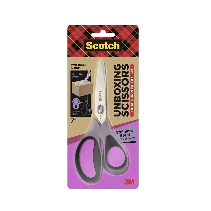 3M Scotch Stainless Steel 7-Inch Dual-Purpose Unboxing Scissors And Parcel Cutter 1