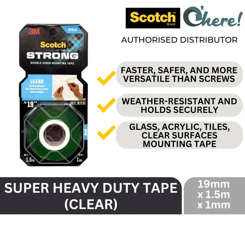 3M Scotch Super Heavy-Duty Clear Adhesive Tape – 19 Mm × 1.5 M, Ideal For Glass & Acrylic 1