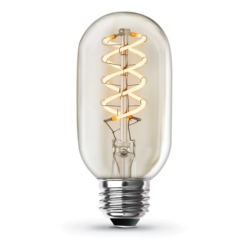 4.5W Dimmable T14 Vintage Edison Led Bulb – E26 Base, Soft White (2700K), Clear Glass Design 1