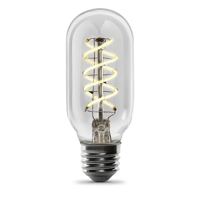 4.5W Spiral Filament Led Bulb – T14 Shape, E26 Base, Dimmable, Warm Light (40W Equivalent) 1