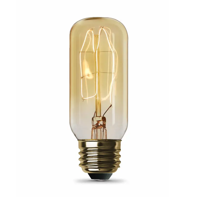 40W Vintage Edison Incandescent – T12 Amber Glass E26 Base, Warm White Glow 1