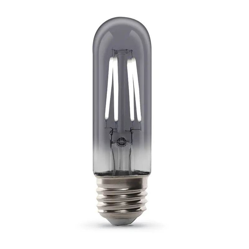 4W T10 Edison Led Bulb – Smoke Glass Straight Filament, Daylight 5000K, Dimmable E26 (Replaces 25W) 1