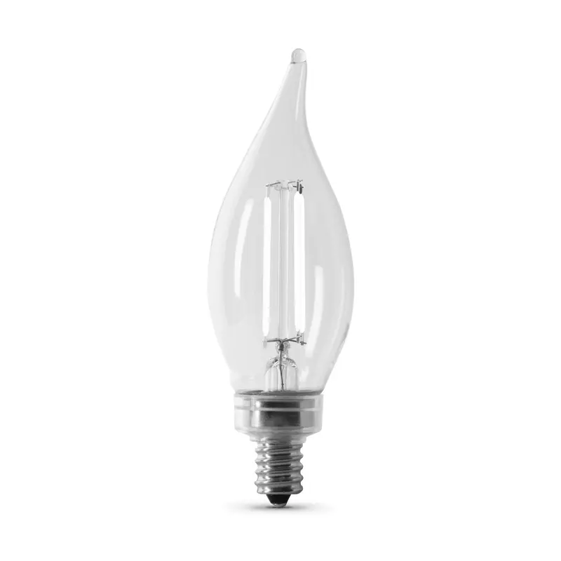 5.5W Dimmable Daylight 5000K Ba10 Flame Tip Led Bulb – Candelabra E12 Base, 2-Pack 1