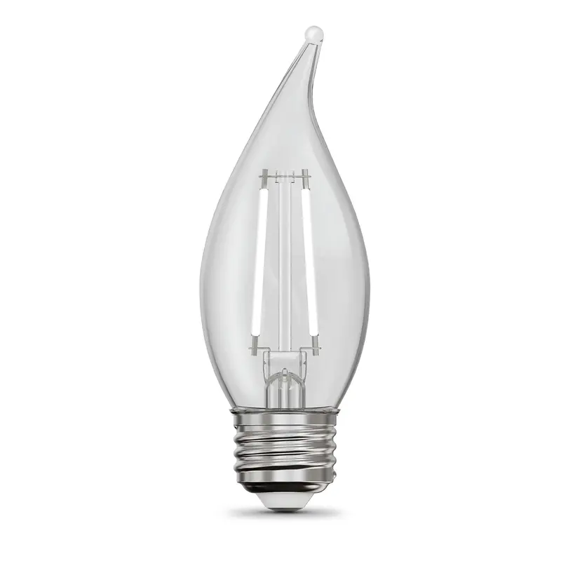 5.5W Soft White 2700K Ba10 Led Flame Tip Bulb With Exposed Filament – E26 Base, 2-Pack 1