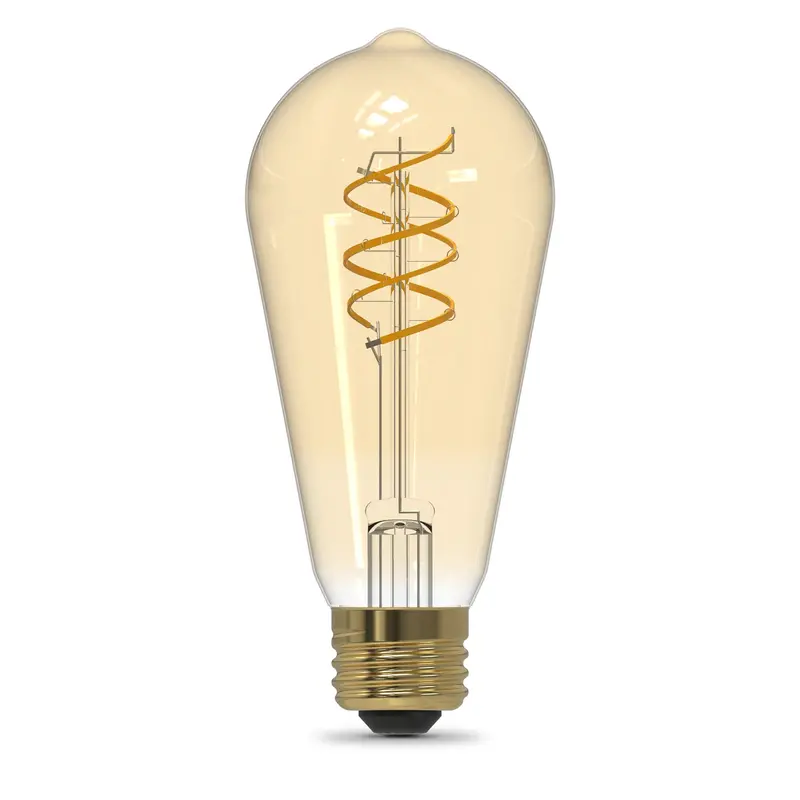 5.5W St19 Vintage Edison Led Bulb, Spiral Filament, Dimmable, Amber Glass, Warm Light (2-Pack, Replaces 60W) 1
