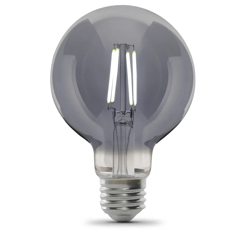 5W G25 Vintage Edison Led Bulb – Smoke Glass Straight Filament, Daylight 5000K, Dimmable E26 1