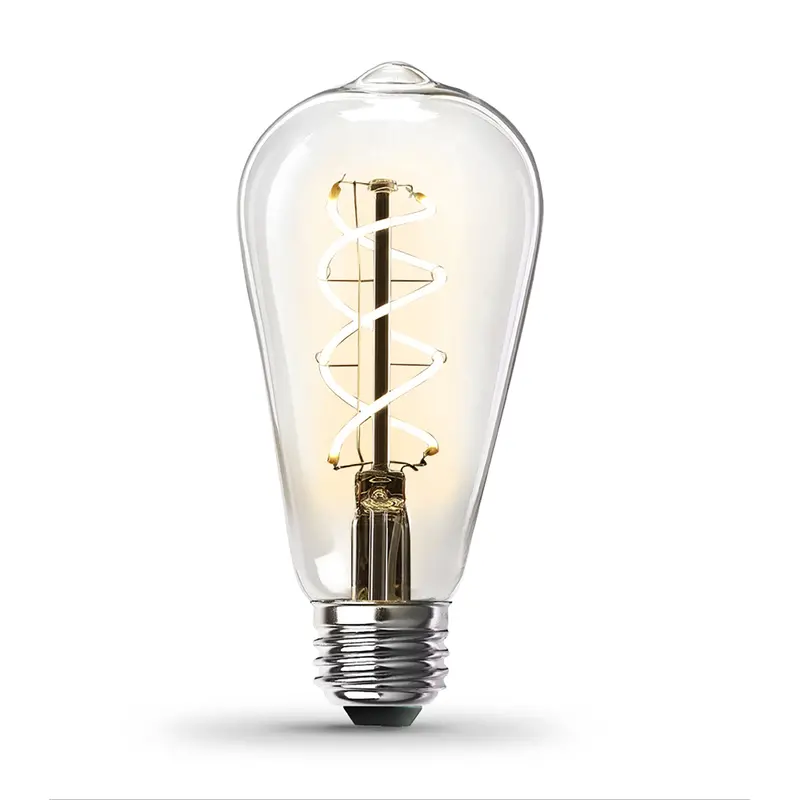 6.5W Spiral Filament Edison Led Bulb – St19 Shape, Clear Glass, 2700K Warm Light, E26 Base 1