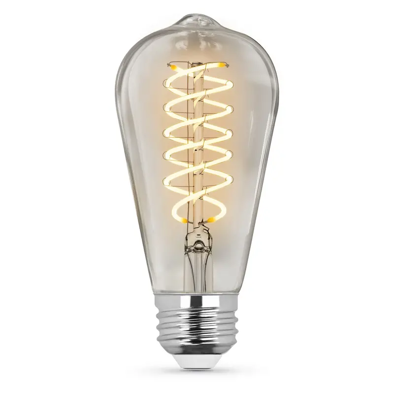 6.5W Spiral Filament Led Bulb (60W Equivalent) – St19, E26 Base, Dimmable, 3000K Bright White 1