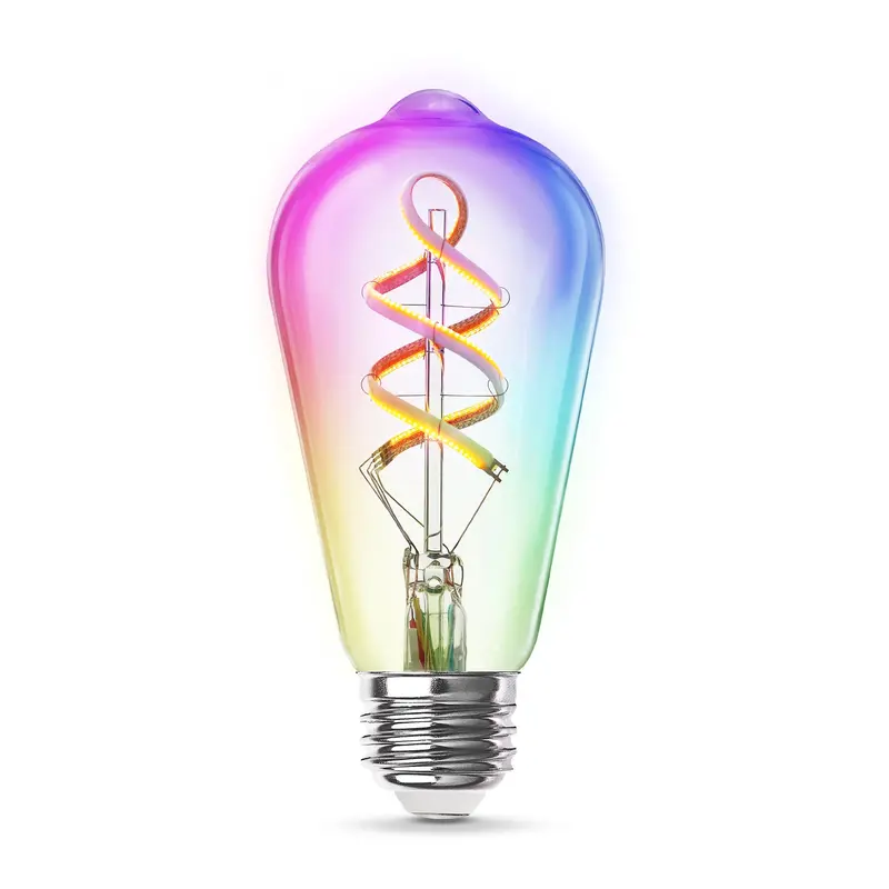 60W-Equivalent St21 Smart Led — E26 Base, Wi-Fi Enabled, Color-Changing, Spiral Filament Design 1