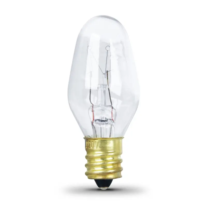 7W C7 Night Light Bulb, 130V, Dimmable, Clear Incandescent, E12 Base, Soft White (25-Pack) 1