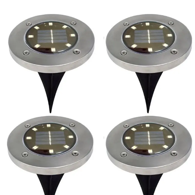 8-Led Solar-Powered Ground Spot Light – Weatherproof Outdoor Landscape Disk Lamp 1