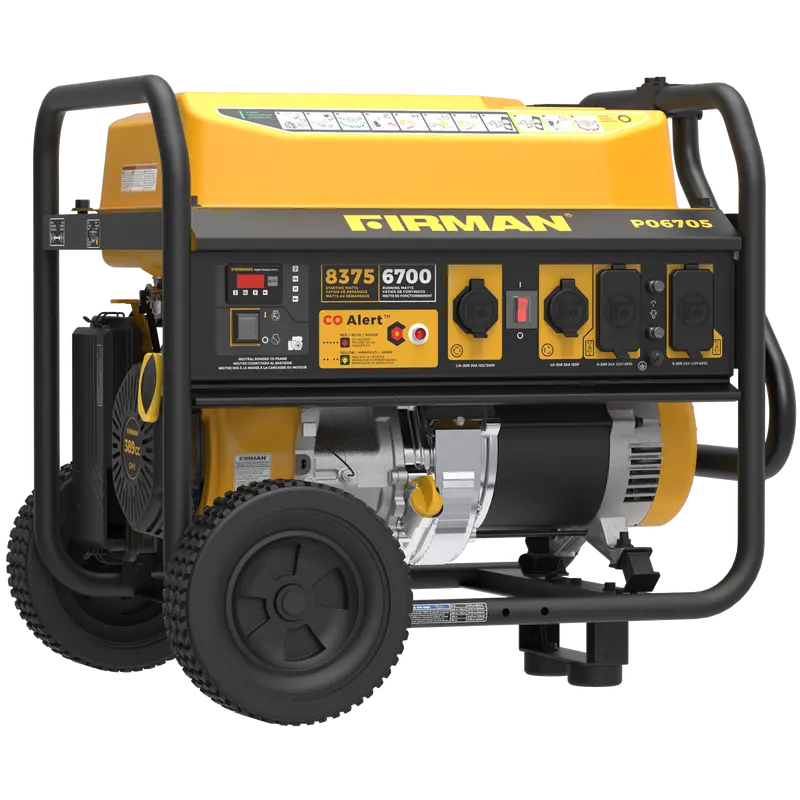 8375W Gas Portable Generator With Recoil Start & Co Safety System — 120/240V 1