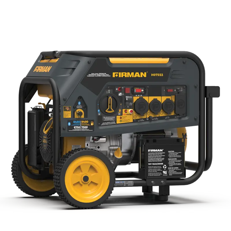 9400W Dual-Fuel Portable Generator With Electric Start, 120/240V Output, And Co Alert 1