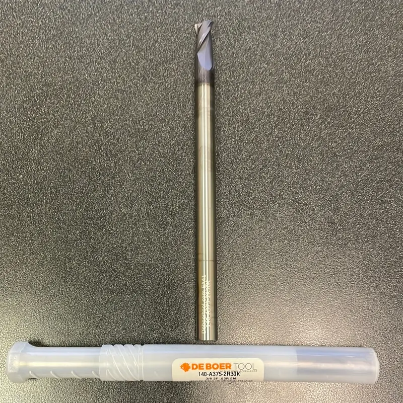 A4-Coated 3/8" Square End Mill: 3/8" Shank, 0.60" Cut Length, 6" Oal, 2 Flute, Radius 0.030", Solid Carbide 1