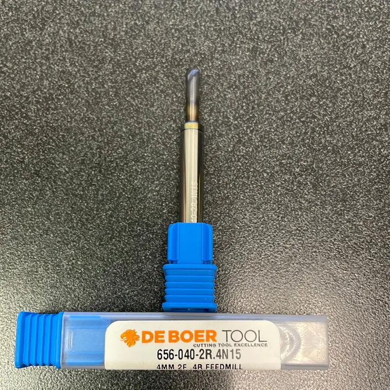 A4-Coated 4Mm Square End Mill: 6Mm Shank, 1.5Mm Cut Length, 60Mm Oal, 2 Flute, Radius 0.4Mm, Solid Carbide 1